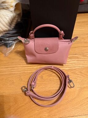 LONGCHAMP Small Pink Top-Handle Bag with strap